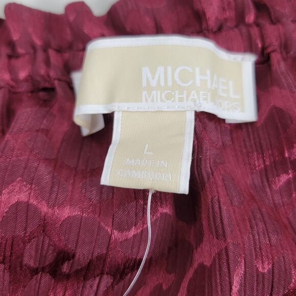 Michael Michael Kors Top Womens size L Merlot Blouse with Gold Chains NWT $110 - Picture 3 of 8